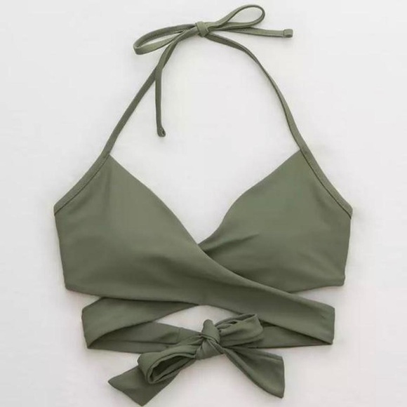 Aerie BNWT Geeen Halter Wrap Bikini Top size Small - Picture 1 of 4